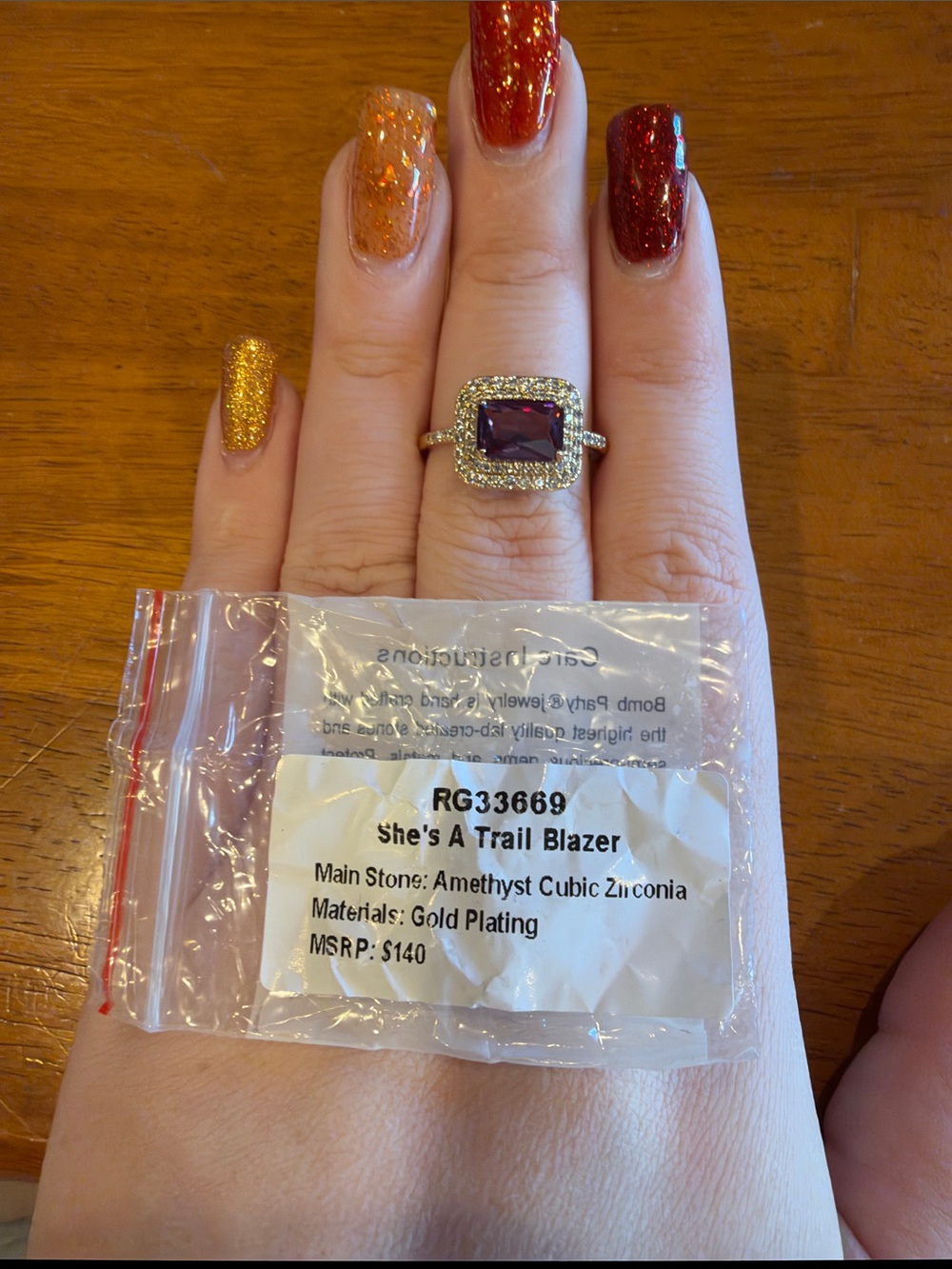 She's A Trail Blazer Gold-Plated Amethyst Cubic Zirconia Ring - Purple
